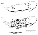 This IELTS map writing sample answer is about an island, before and after the construction of some tourist facilities, and it demonstrates language of location.